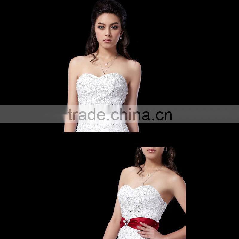 Floor Length Sweetheart Beaded Red and White New Arrival High Quality Wedding Dress / Evening Dresses