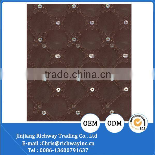 brown color sequin fabric for shoe material