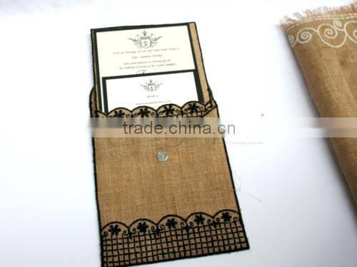 Burlap Natural wedding Invitation