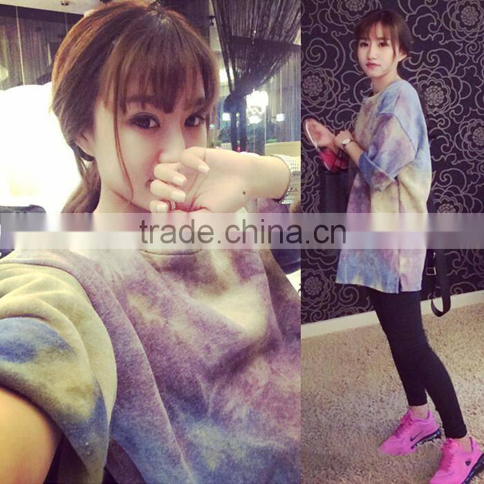 women loose long tie dye hoodie