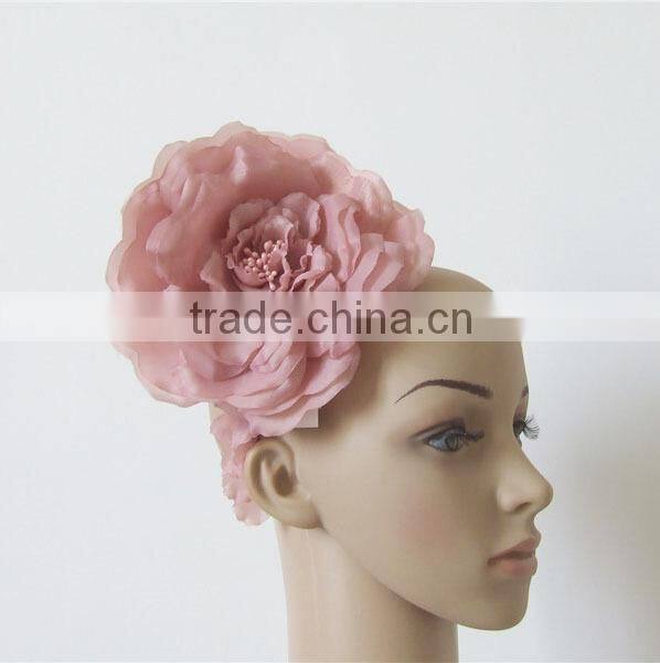 Fashion pink silk flower fascinator