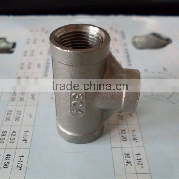 BSP/NPT/DIN2999 150lb sus304/316 stainless steel pipe fitting tee