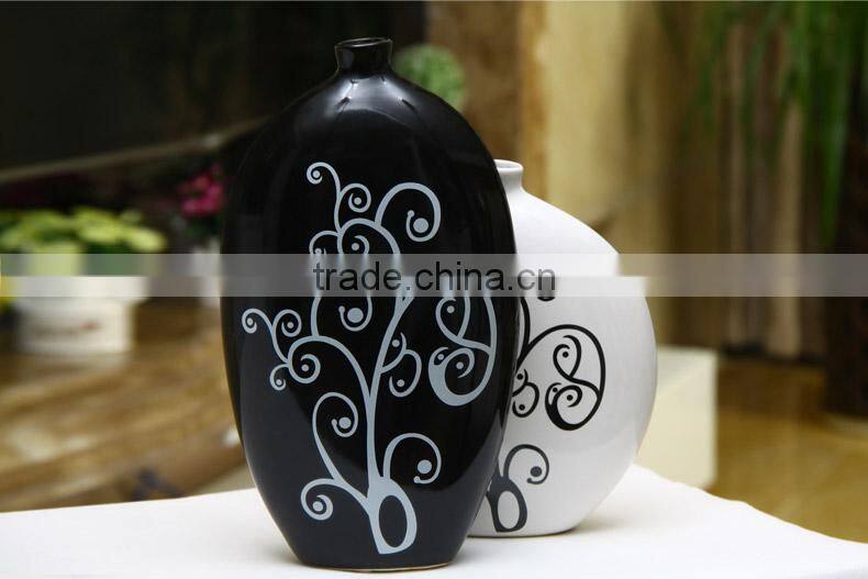 Cheapest black and white painting types of flower vase for home deco