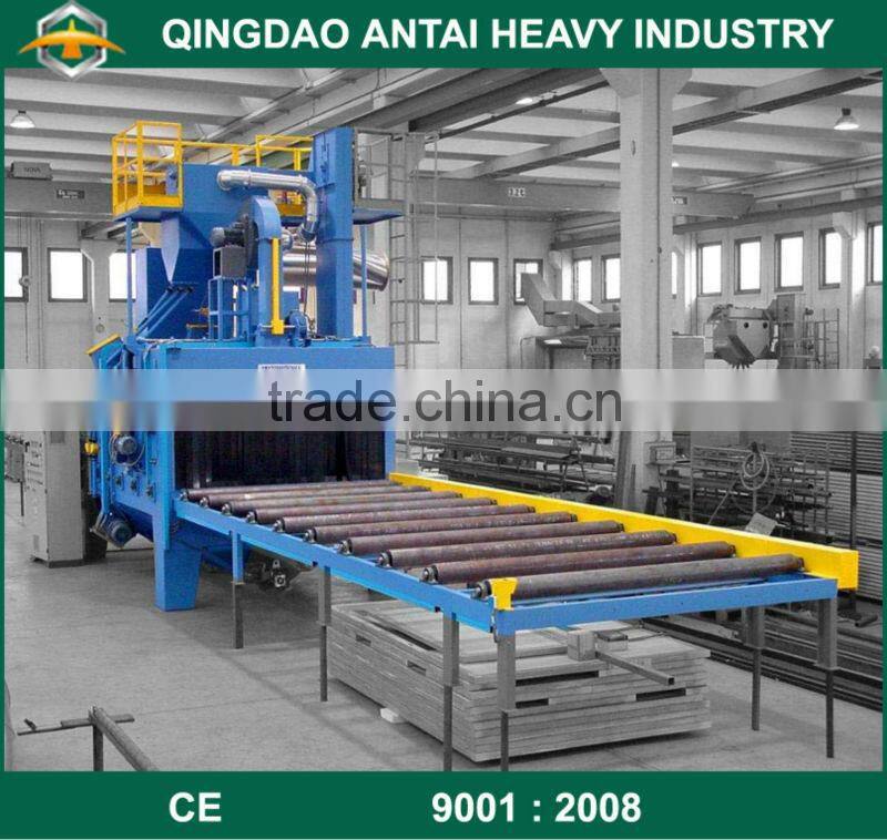 roller conveyor type steel plate and H beam cleaning shot blast mahcine
