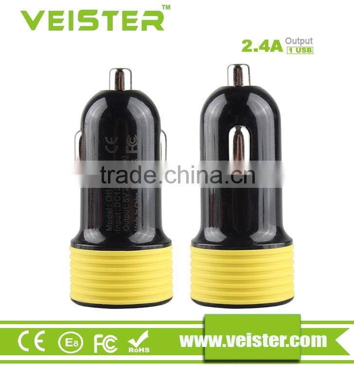 veister 2016 new design 5v 2.4a universal single usb reversible car charger for promotion