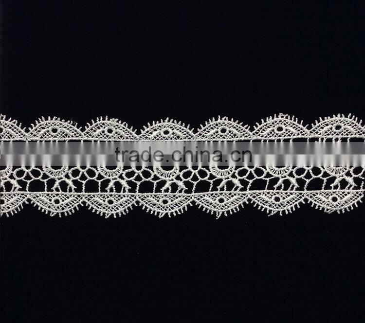 Hot Sell High-end Water Soluble White Lace Trim For Wedding Dress