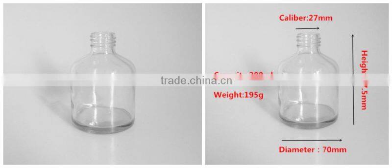 200ml 6oz Clear aroma reed diffuser glass bottle with stopper and screw cap