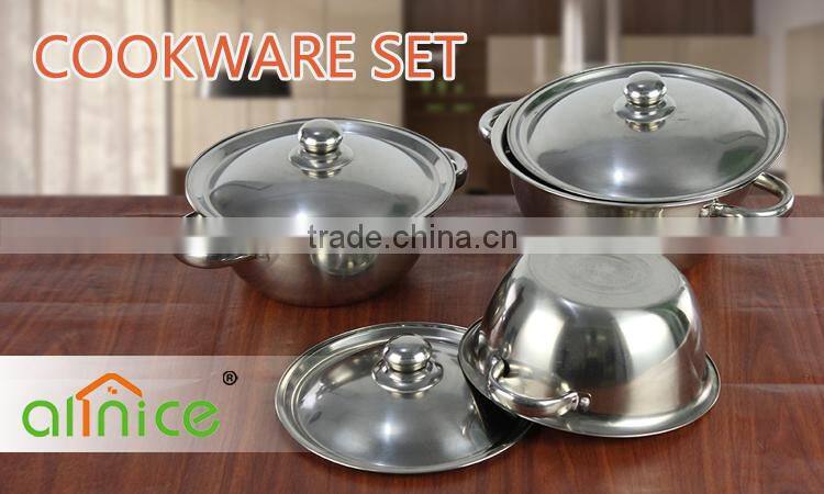 Africa Style 6pcs stainless steel casserole set / potjie pot wit S/S handle and cover