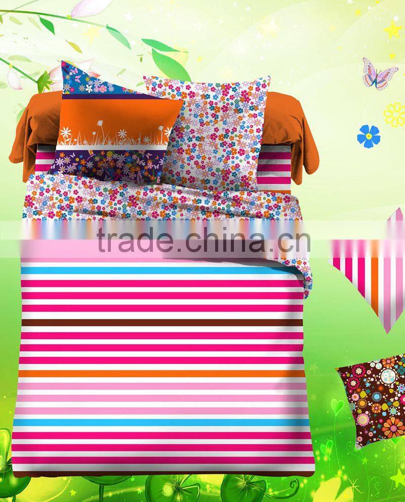 luxury stripe design 100%cotton pigment printed bedding set