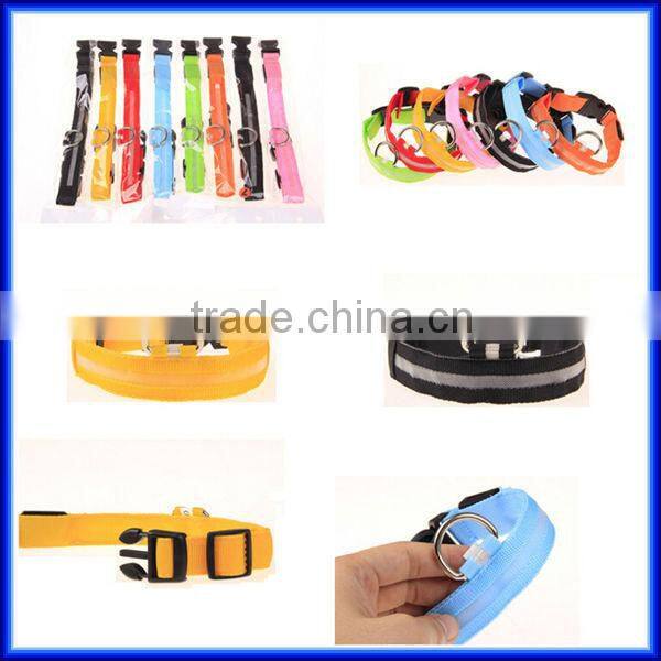 Wholesale adjustable flashing light waterproof led dog collar/Safety glowing christmas light led dog collar/led dog collar