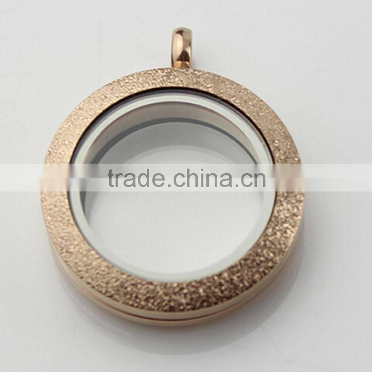 Trending Hot Rose Gold 316L Stainless Steel Screw Twist Sparkle 25mm Floating Charms Lockets