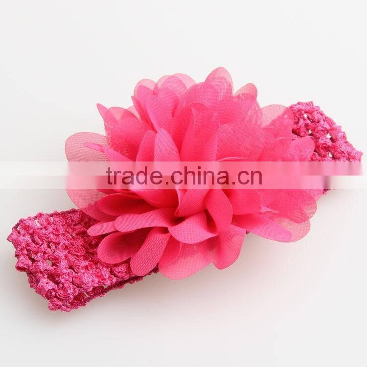Wholesale cute handmade crochet baby headband with Chiffon flower