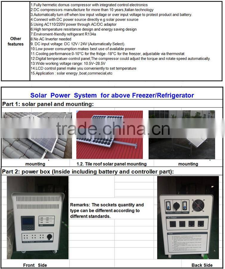 Multifunction 12v 24v DC solar fridge freezer refrigerator