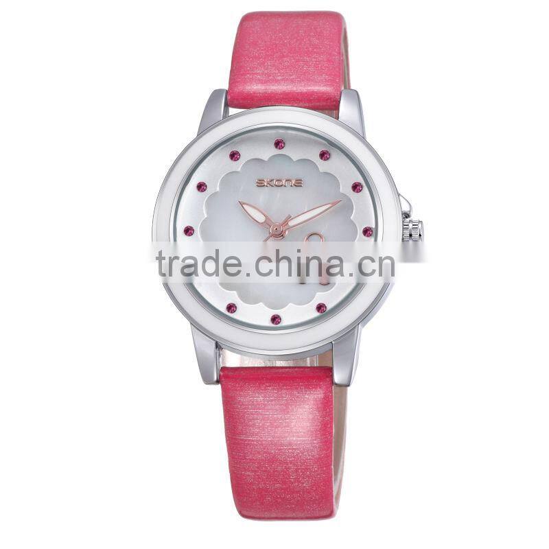 9347 Latest flower watch leather bracelet women watches clock movement parts