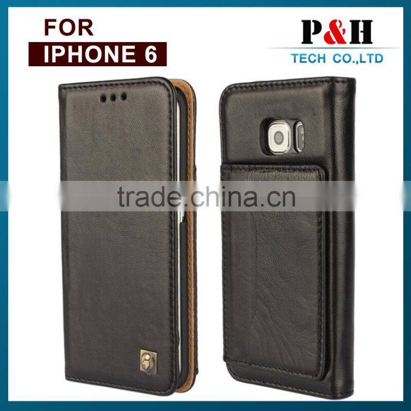 flip Genuine Leather case for iphone 6 plus,for iphone 6 flip leather cover case