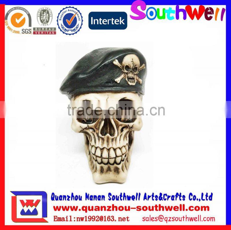 Helmet Skull with Sun Glasses Skeleton Figurine Statue Collectible
