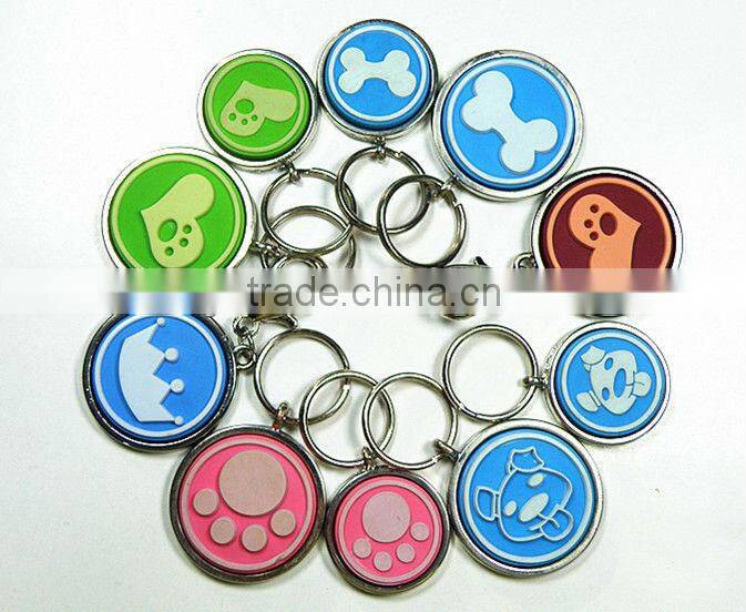 Soft PVC dog key chain key ring. flexible key chain waterproof pet accessories, Dog tag, pet tag, ID tag ,name tag