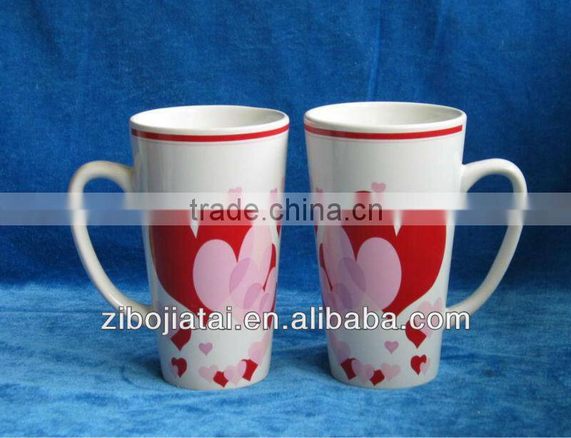 Ceramic V Shape Mug With Fruit Decal Printing
