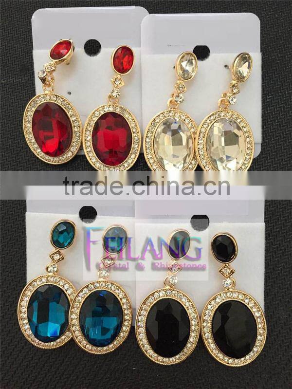 Retro Fashion Flash Diamond Earrings Round Color Drop Earrings