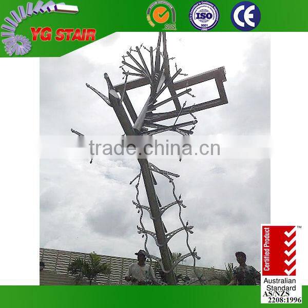Exterior spiral wooden stairs