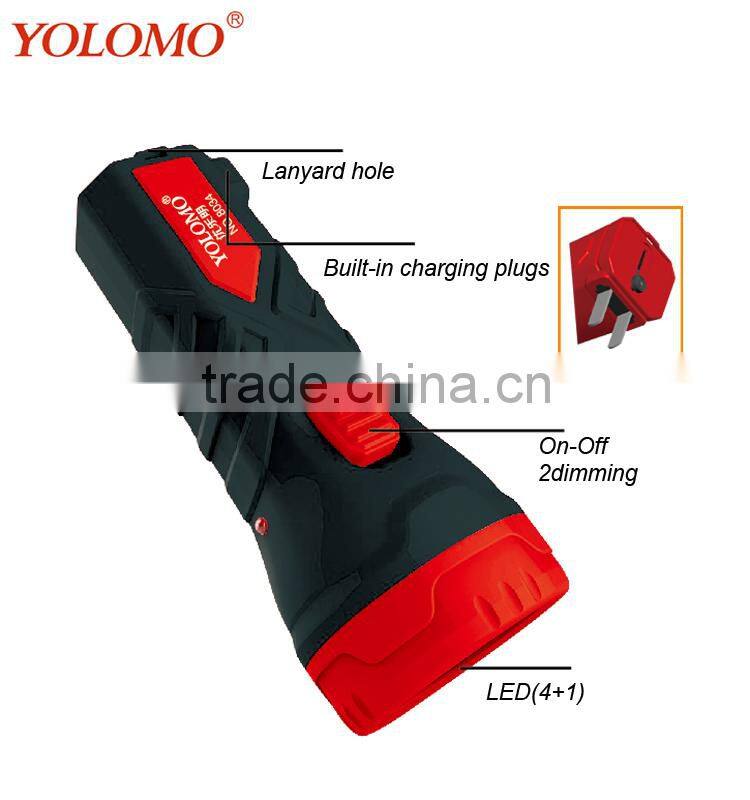 5 led plastic adjustable rechargeable torch light flashlight