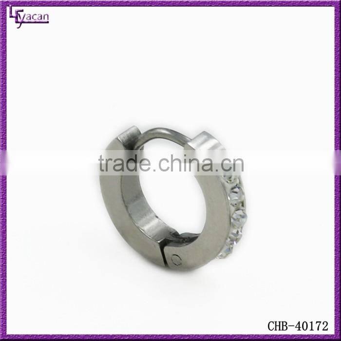 2016 316L Stainless Steel Gem Paved Segment Cartilage Self Piercing Hoop Earrings