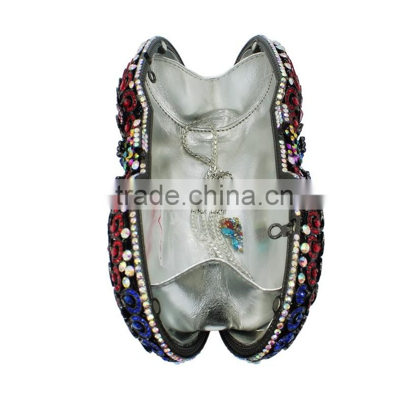 new peacock cluth bag animal lover double crystal party stone evening clutch (88167A-C)