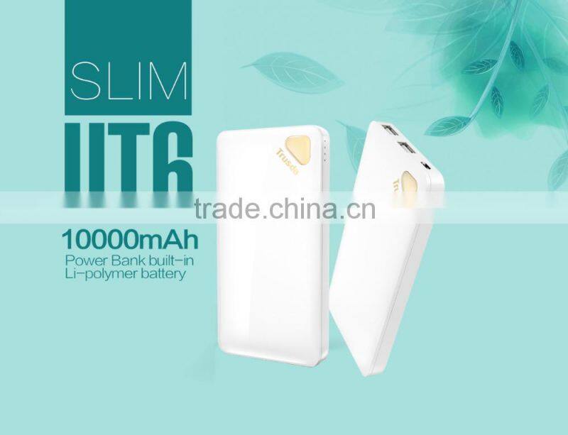 Shenzhen 10000mAh 2 USB Ports external battery Li-polymer Power bank QC 2.0 with OEM/ODM Manufacturer