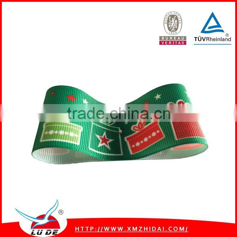High Quality Factory Price Colorful Printed Christmas Grosgrian Ribbon Tape