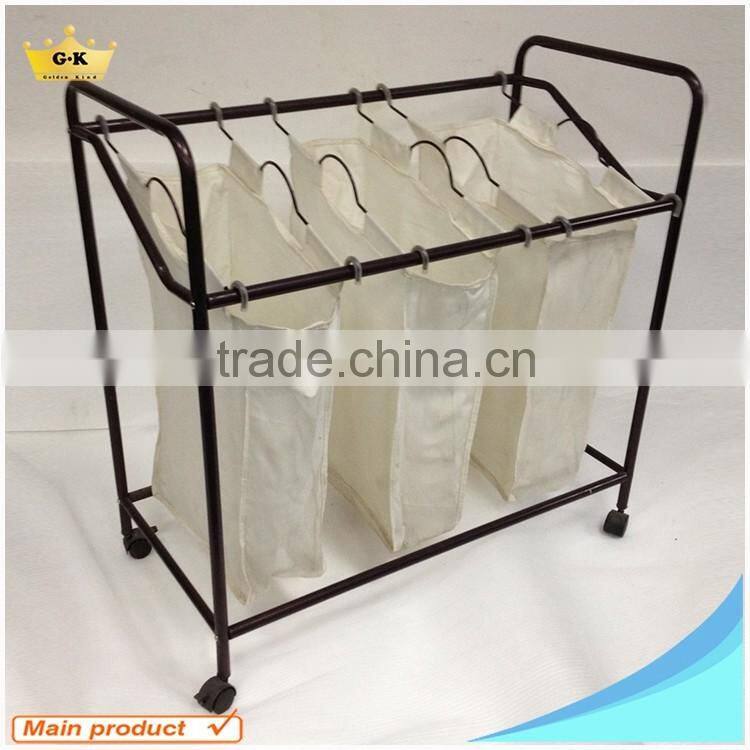 Laundry Clothes Bag Hotel Sorter Hamper Storage laundry cart with wheels made in china