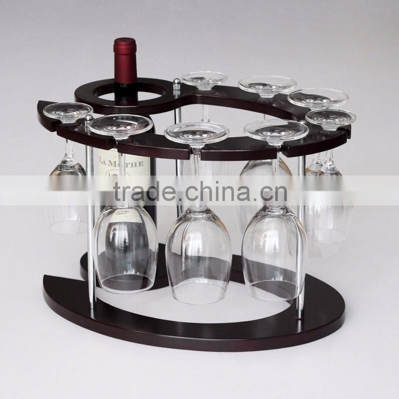 Mulit Fashion Style Table Top Soild Wood Wine Rack Holder with Cup Holder