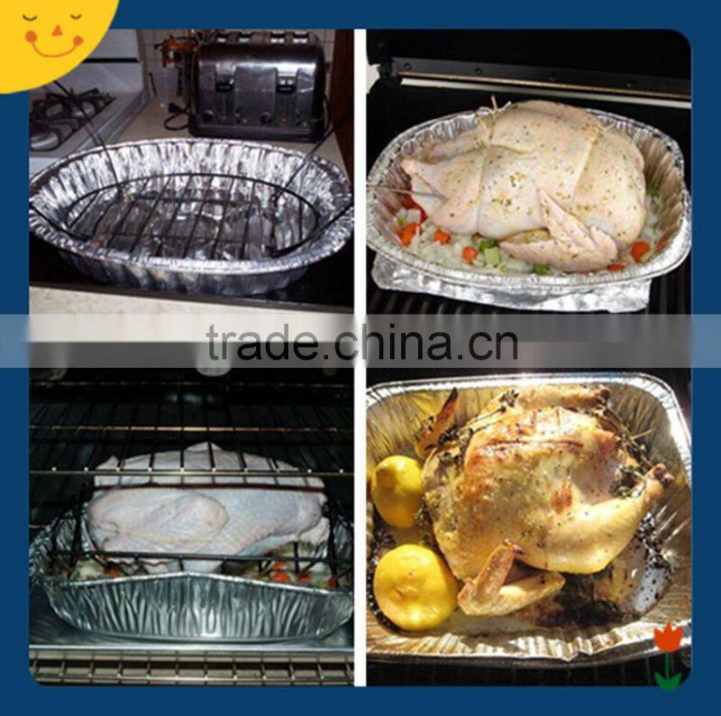 Aluminium foil container, oval aluminum foil turkey pan, big elliptic baking tray
