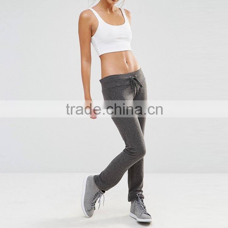 Apparel supplier casual wear flare soft touch grey mix loose plain sweat pants