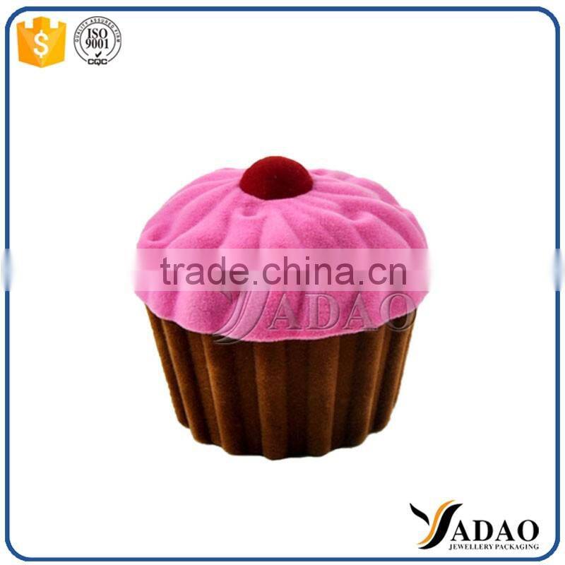 pink cute cake velvet gift box for jewelry packaging box