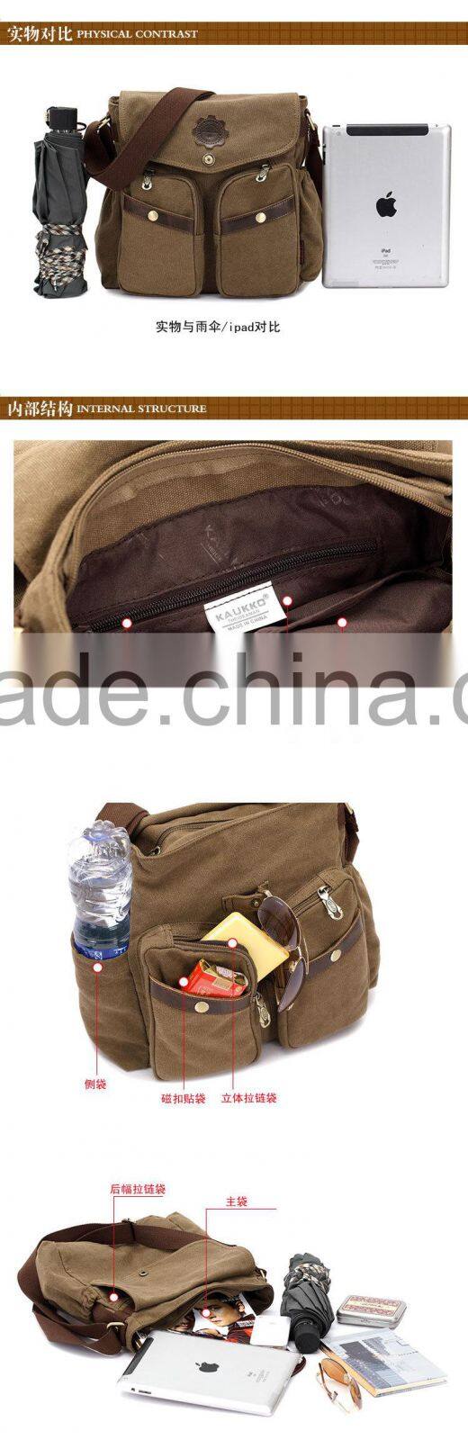 Single Shoulder Casual Messenger Bags Men Canvas Leather Shoulder Bag