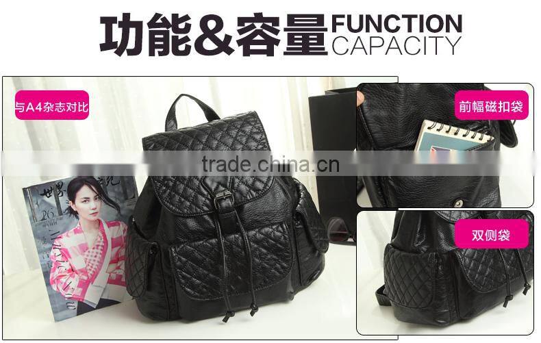 2015 New Style PU Leather Bag for Women Leather Drawstring Bag