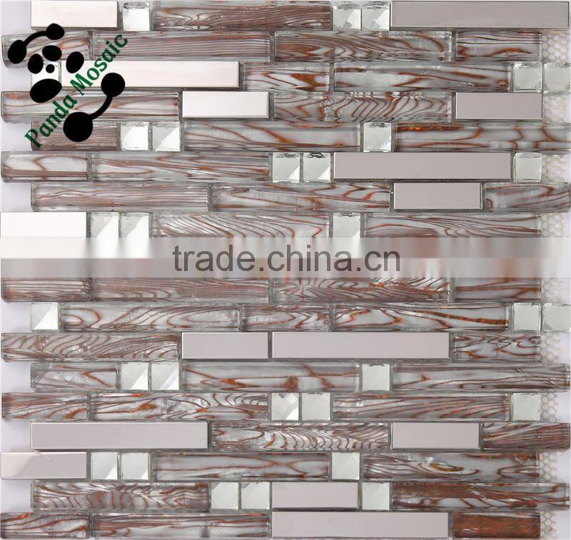 SMJ02 glass mosaic mixed resign and stone mosaic interior decoration tile