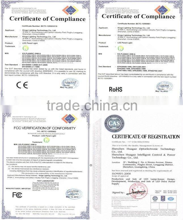 600 x600mm SMD 5630 39W dimmable led panel light with CE TUV UL