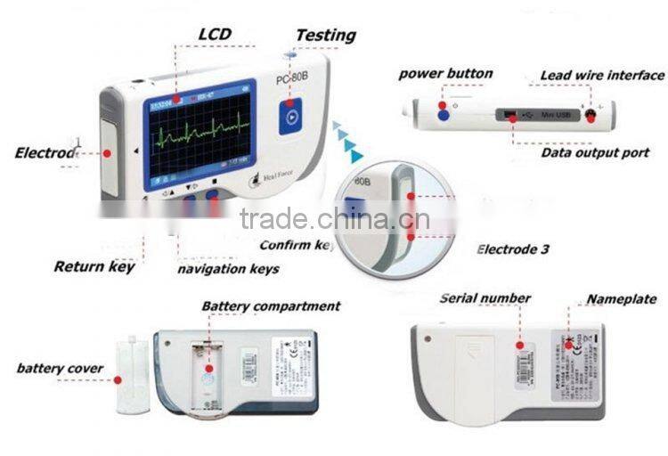 PC-80B Handheld Color Screen ECG EKG Portable Heart Monitor