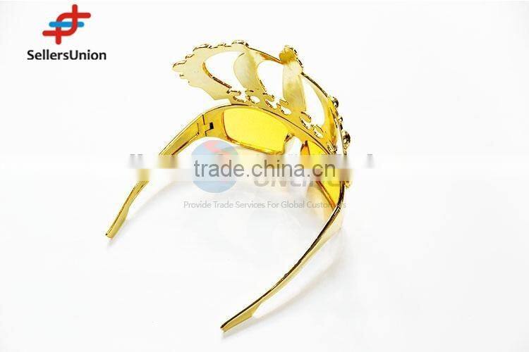 No.1 yiwu exporting commission agent wanted Very Cheap Golden Crown Design Sunglasses for Party Event
