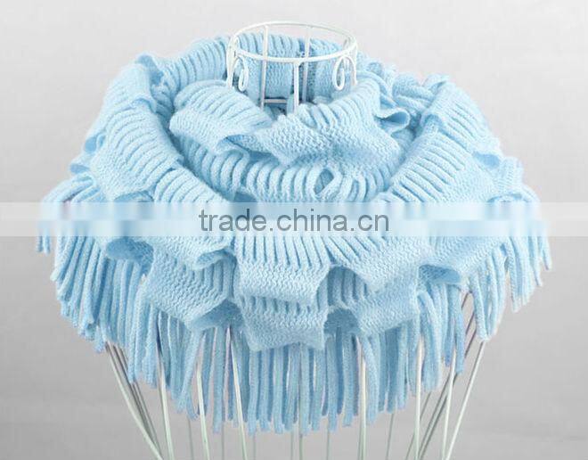 2014 New Fashion Lady Girl's Knit Fringe Scarf Snood Neck Circle Wrap Warmer Loop Cowl Tassel Shawl