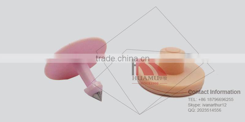 Rfid animal ear tag with 134.2HKZ in pink 30*30 mm