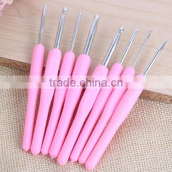 2015 New plastic handle crochet hook set, knitting needle crochet hook