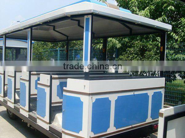 Diesel road train, Trackless train for kids, amusement park equipment, cartoon train for children
