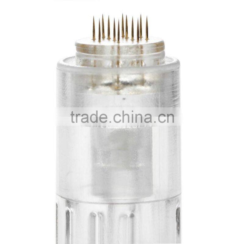 Electric derma pen needles screw 12 pin gold cartridge for auto microneedle derma pen tattoo needles 12pin needle tip