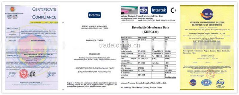 high moisture breathable house wrap/roofing membrane
