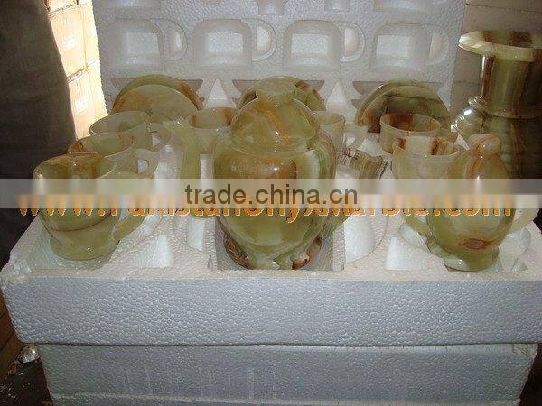 NATURAL COLOR ONYX TEA SETS HANDICRAFTS
