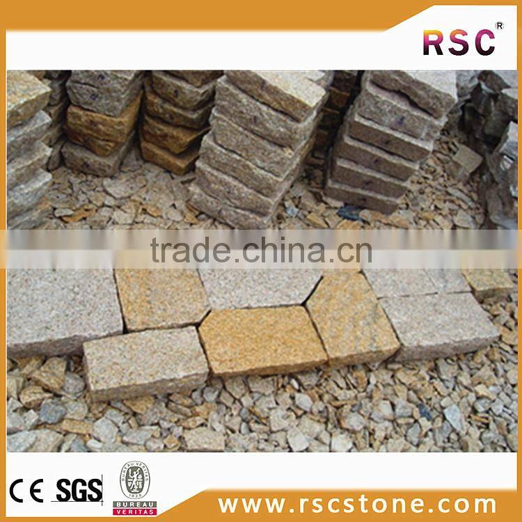 Yellow granite fan shaped paving stone