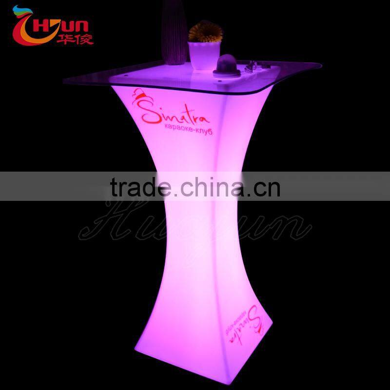 Commercial bar furniture rechargable battery color changing led bar table