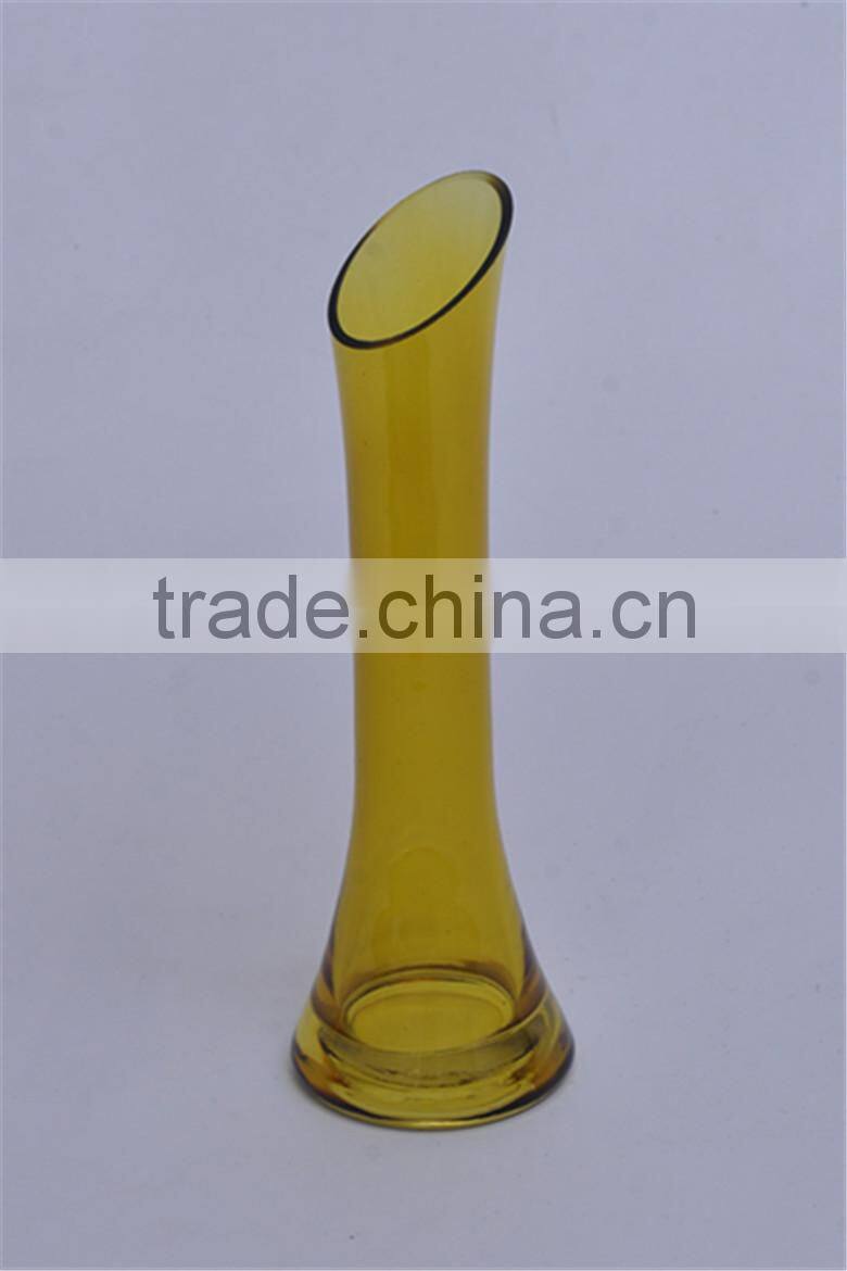 Cheap colored glass vases, restaurant table used glass vases, Single flower glass vases